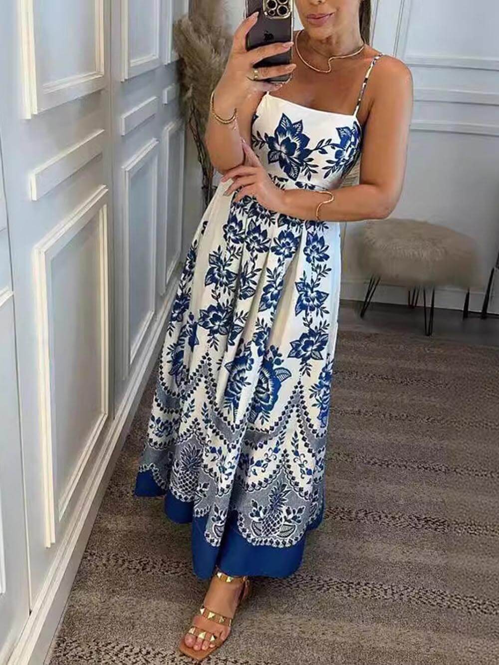 Floral Smocked Back Midi Dress