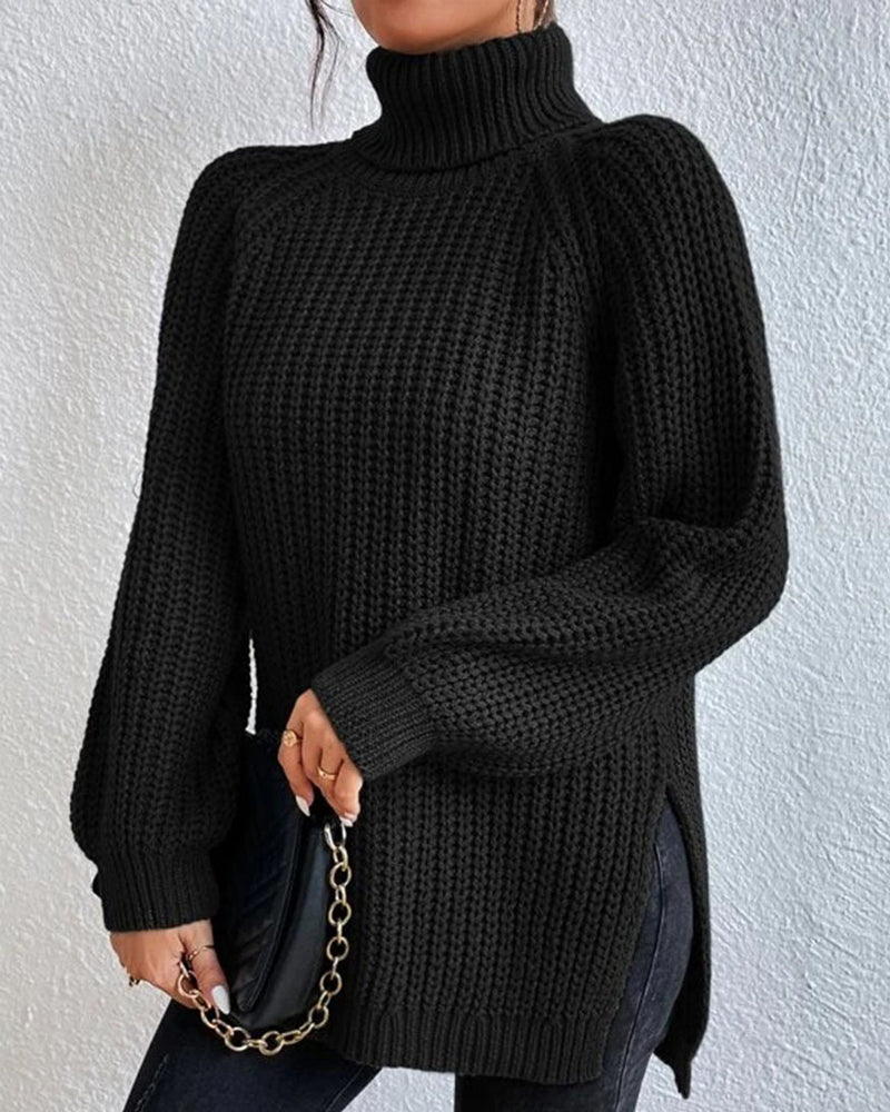 Chunky Ribbed Turtleneck Sweater