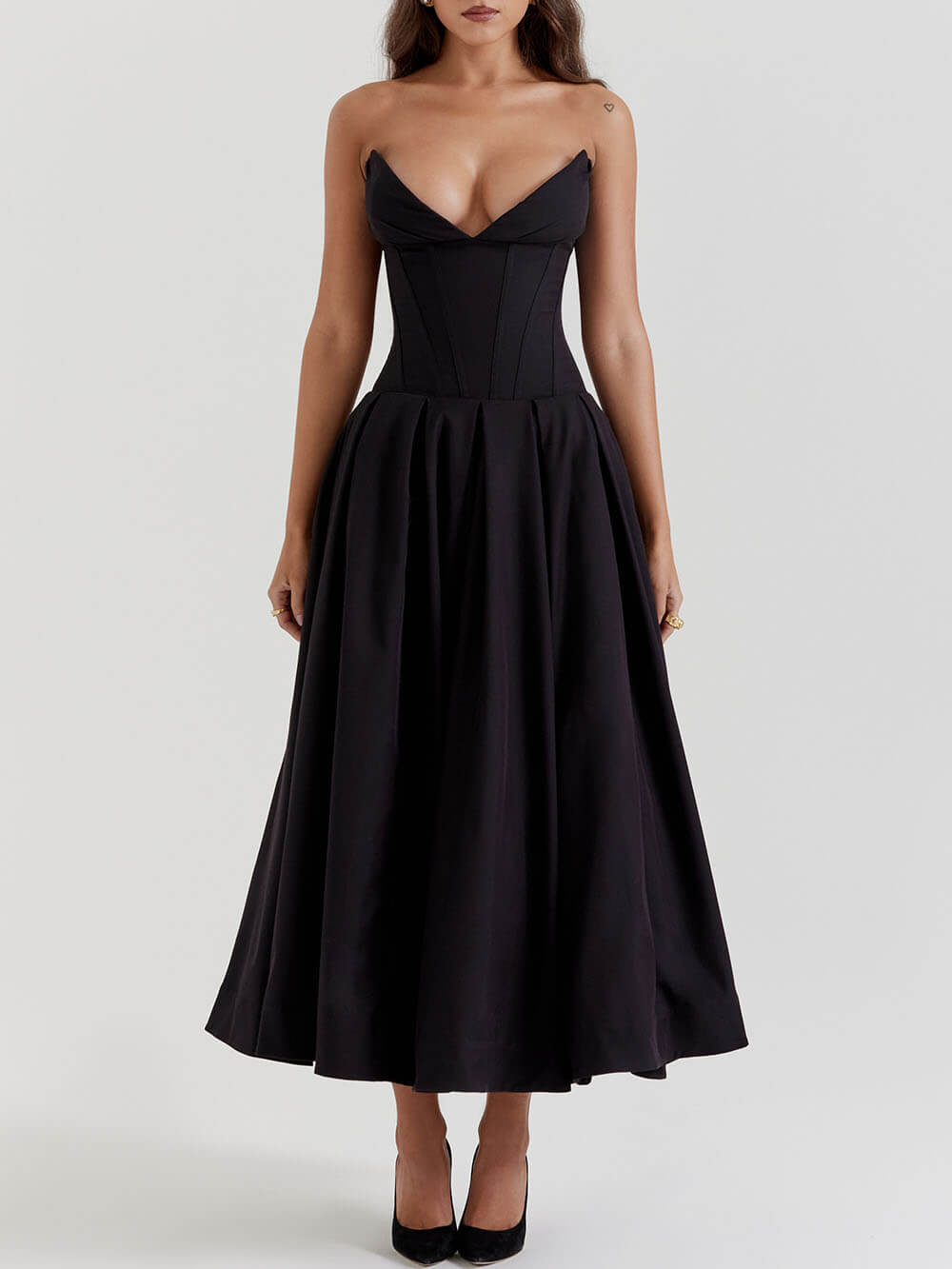 Strapless Structured Midi Dress