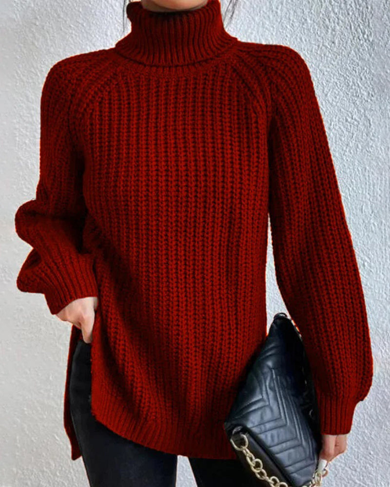 Chunky Ribbed Turtleneck Sweater