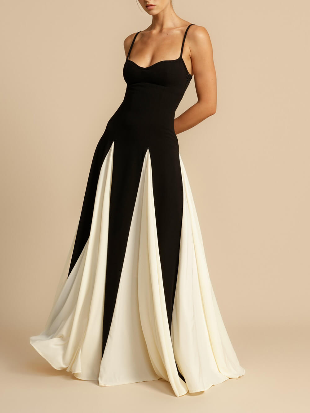 Colourblock Tulle Panel Maxi Dress