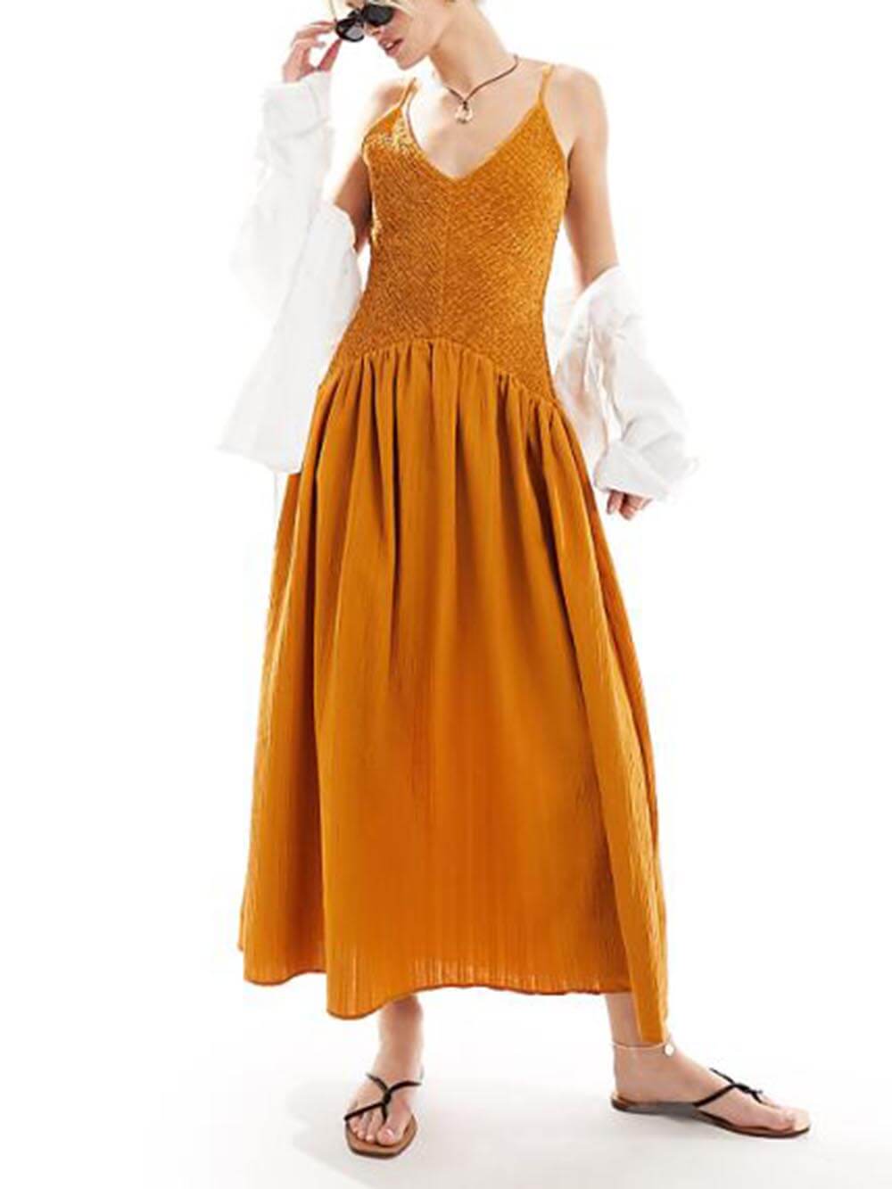 Smocked Halter Midi Dress