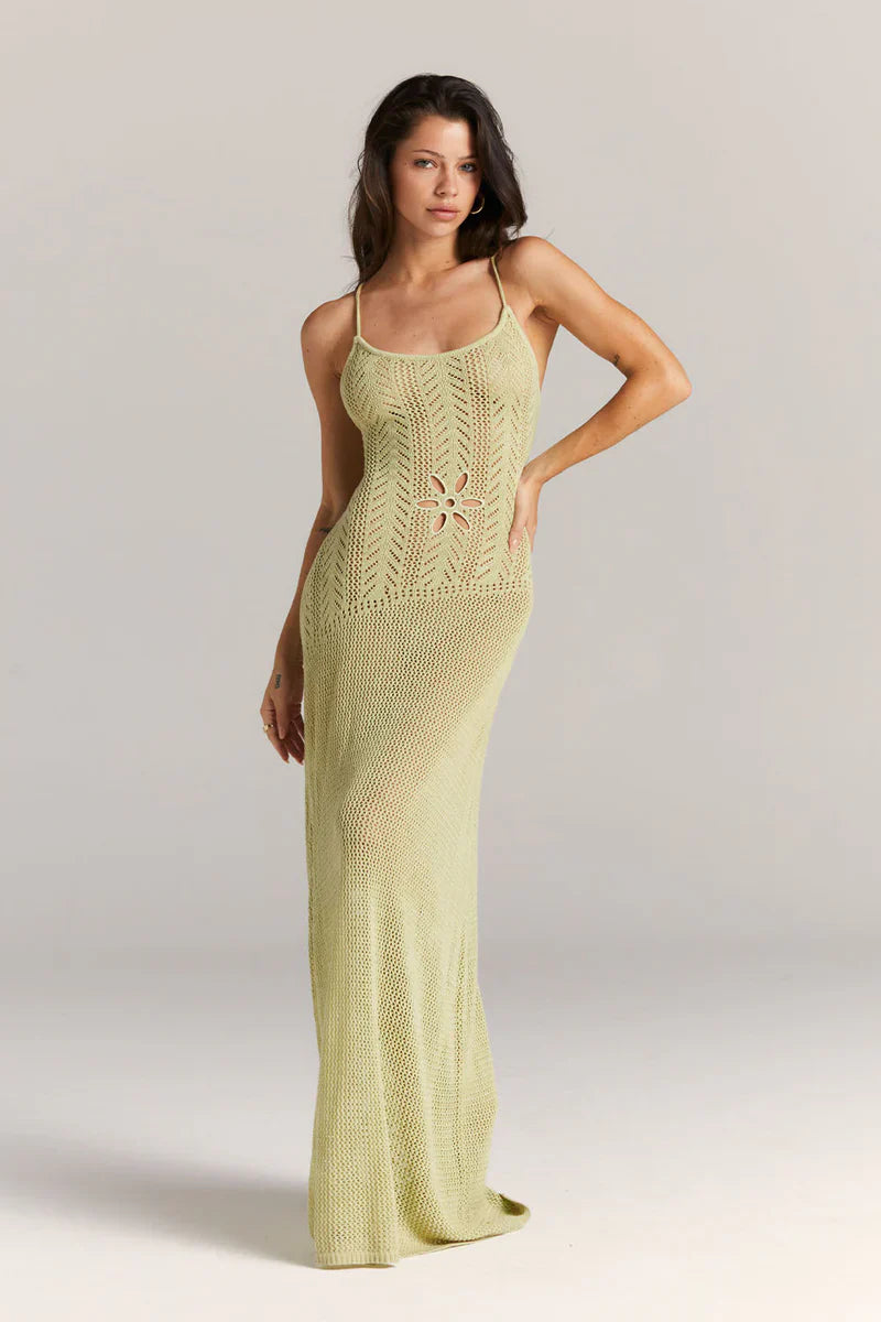 Floral Cut-Out Knit Maxi Dress