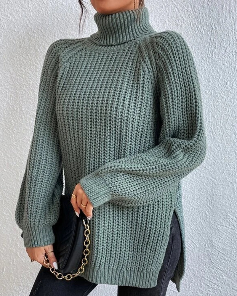 Chunky Ribbed Turtleneck Sweater