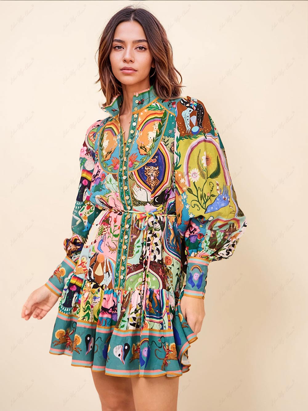 Graffiti Print Mini Dress