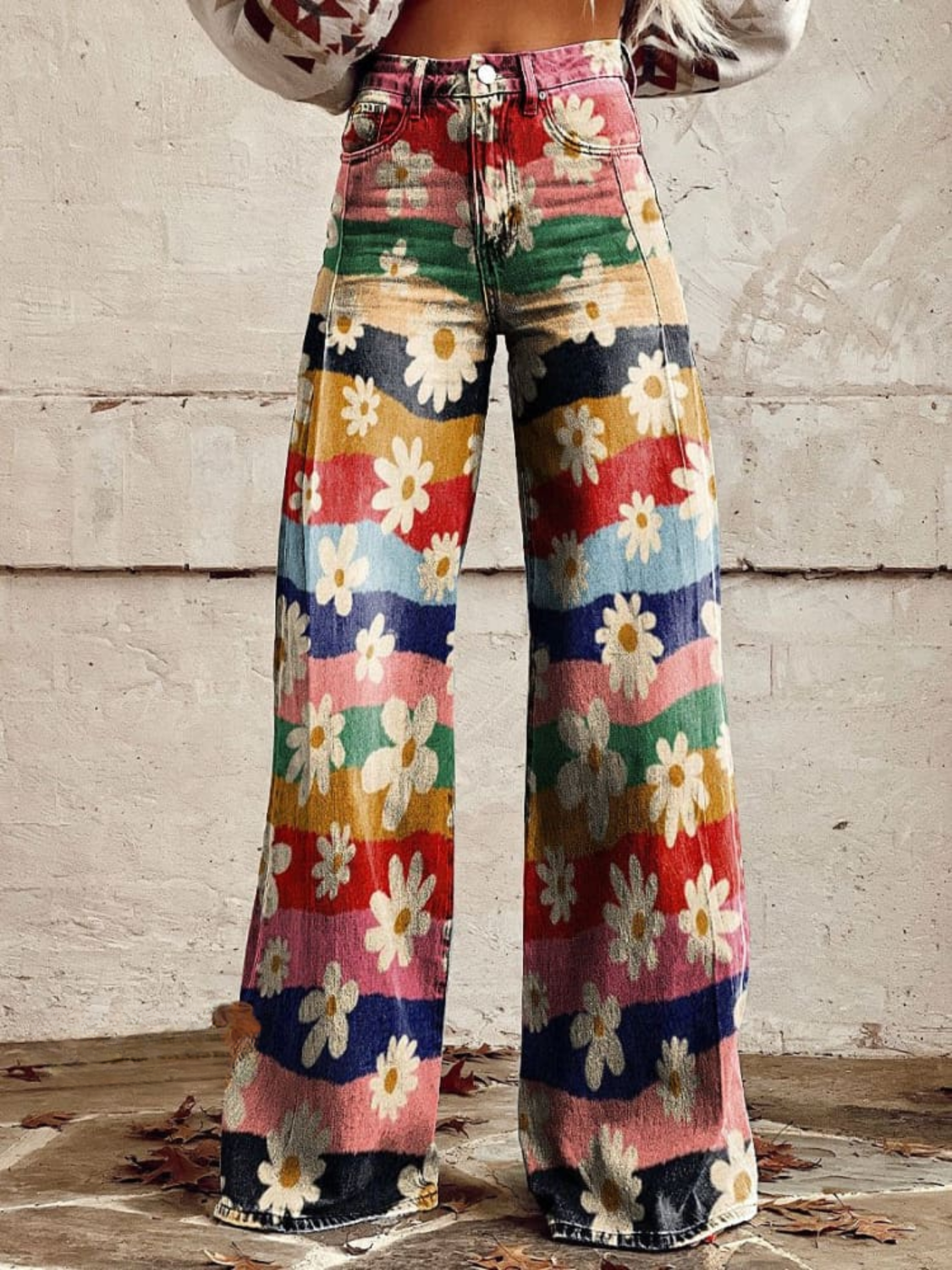 Floral Print Wide-Leg Trousers