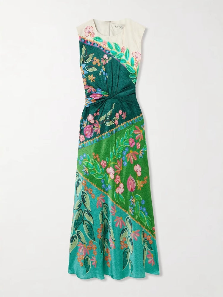 Satin Twist Printed Dress