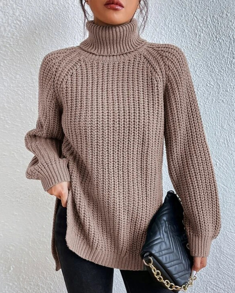 Chunky Ribbed Turtleneck Sweater