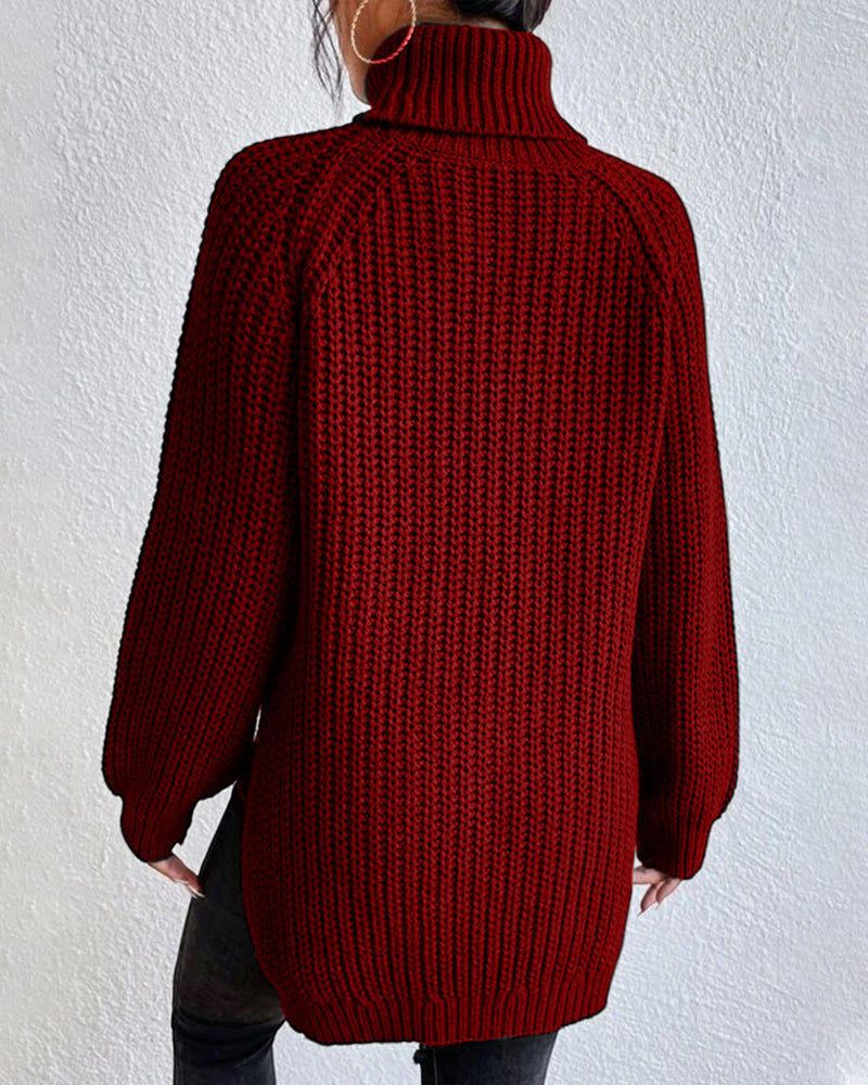 Chunky Ribbed Turtleneck Sweater