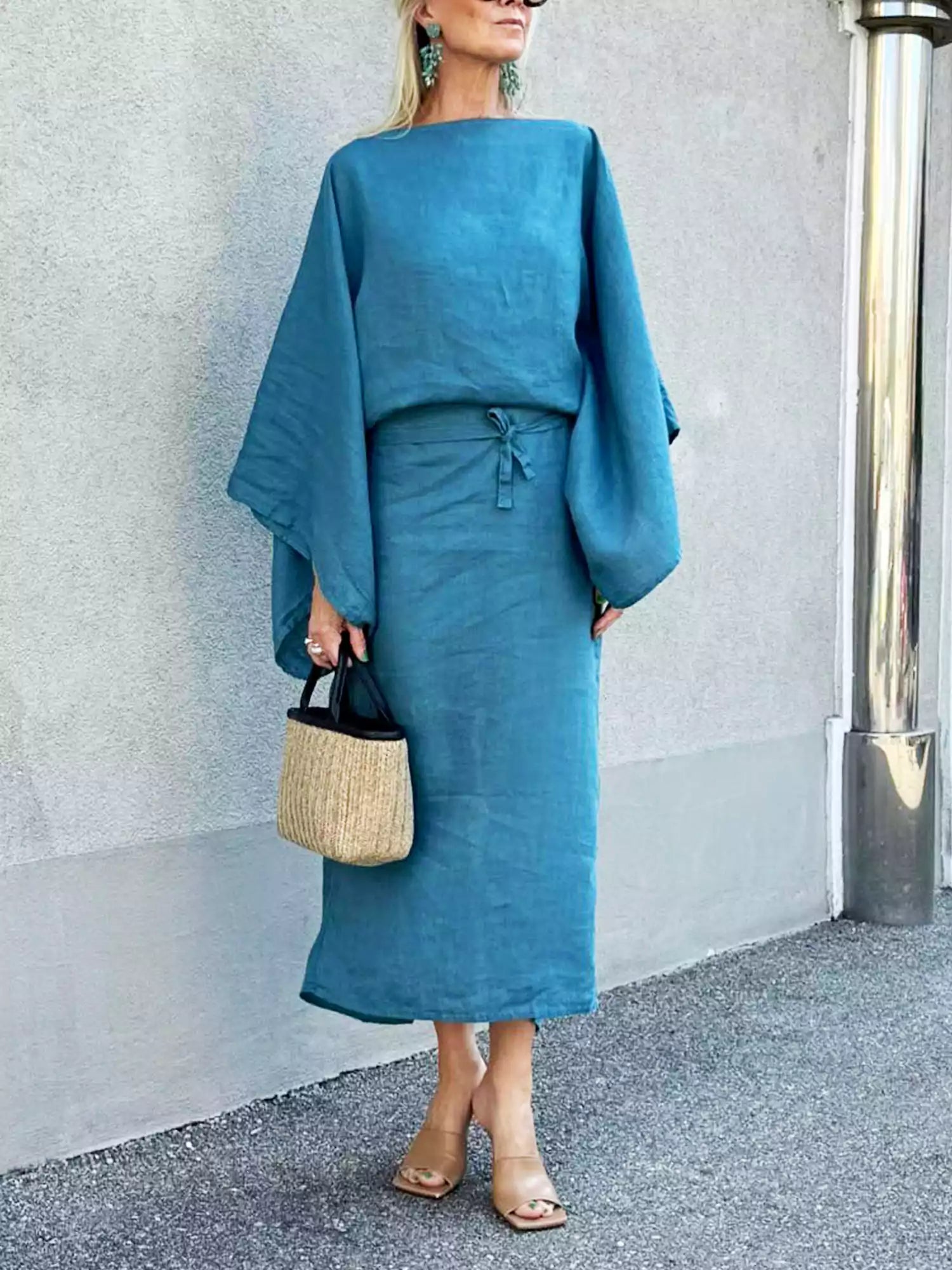 Kimono Style Linen Maxi Dress
