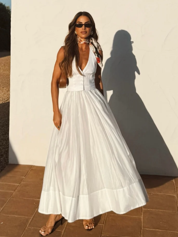 Elegant V-Neck Maxi Dress