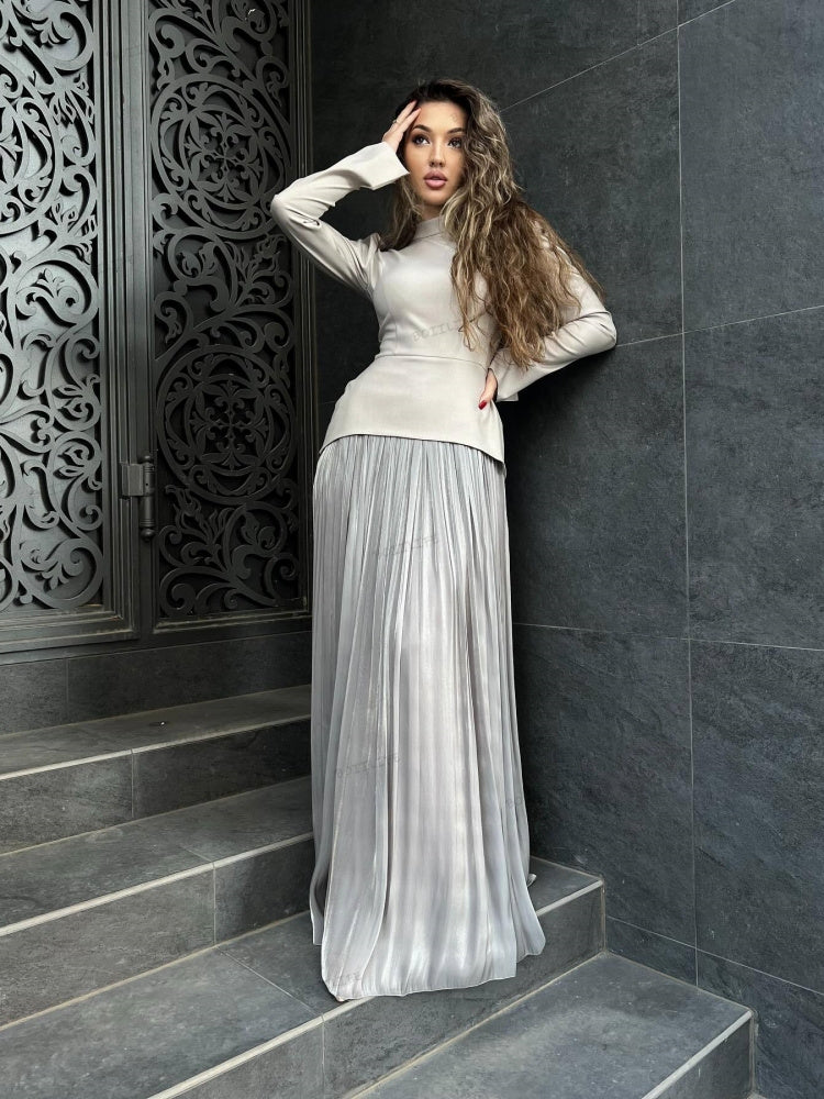 Colour Block Lace-Up Maxi Dress