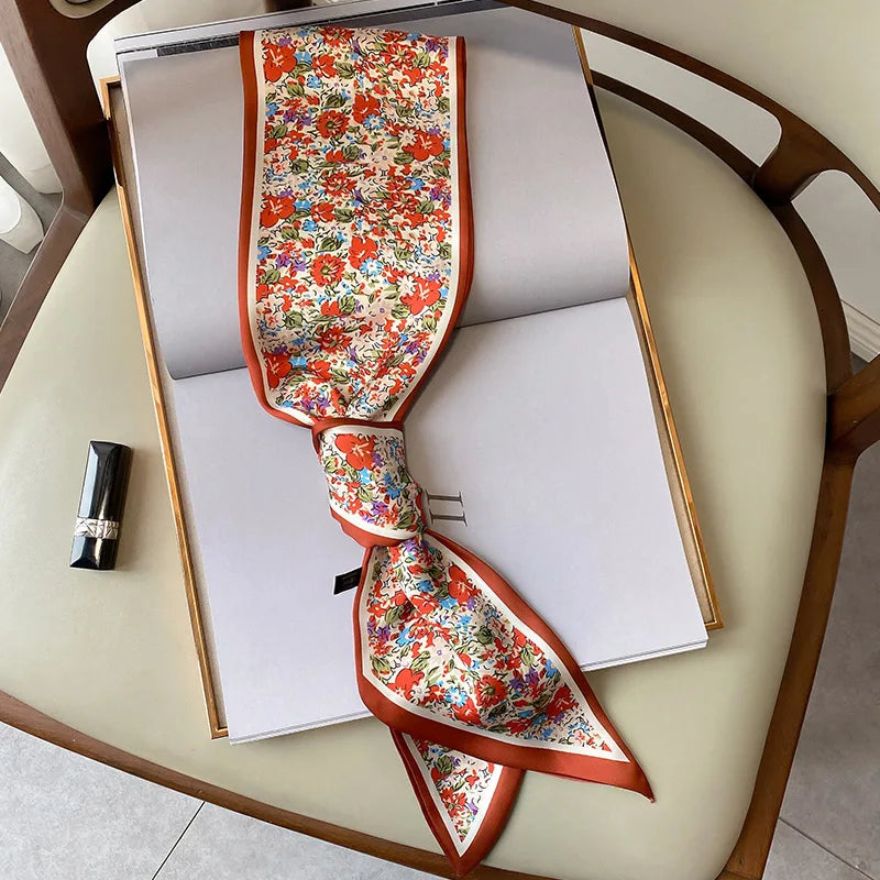 Wildflower Print Silk-Feel Scarf