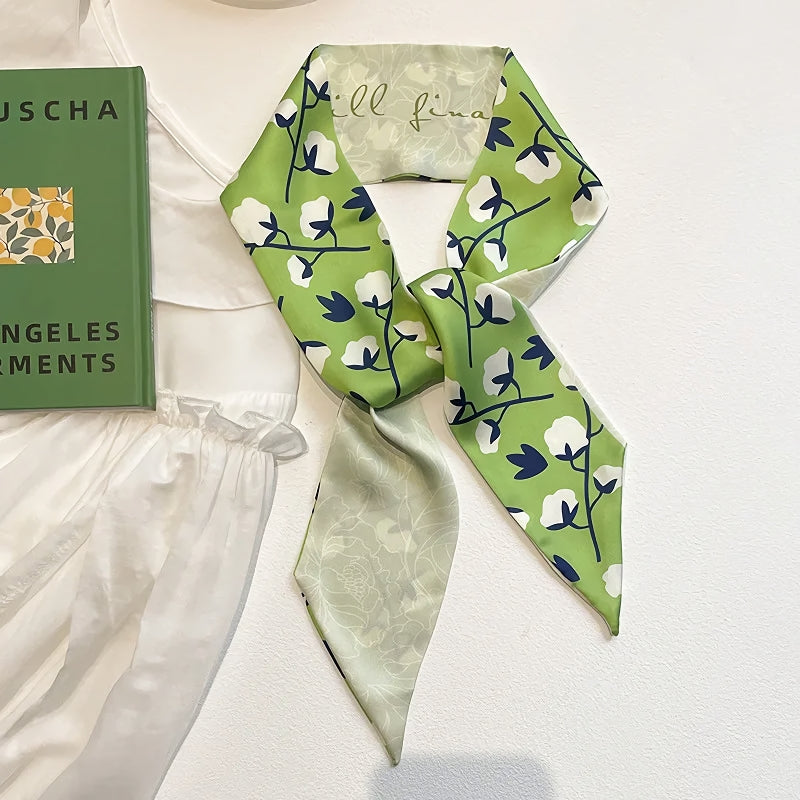 Sage Print Skinny Scarf