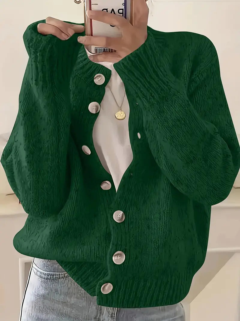 Gold Button Chunky Knit Cardigan