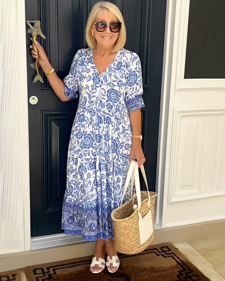 Floral V-Neck Midi Dress