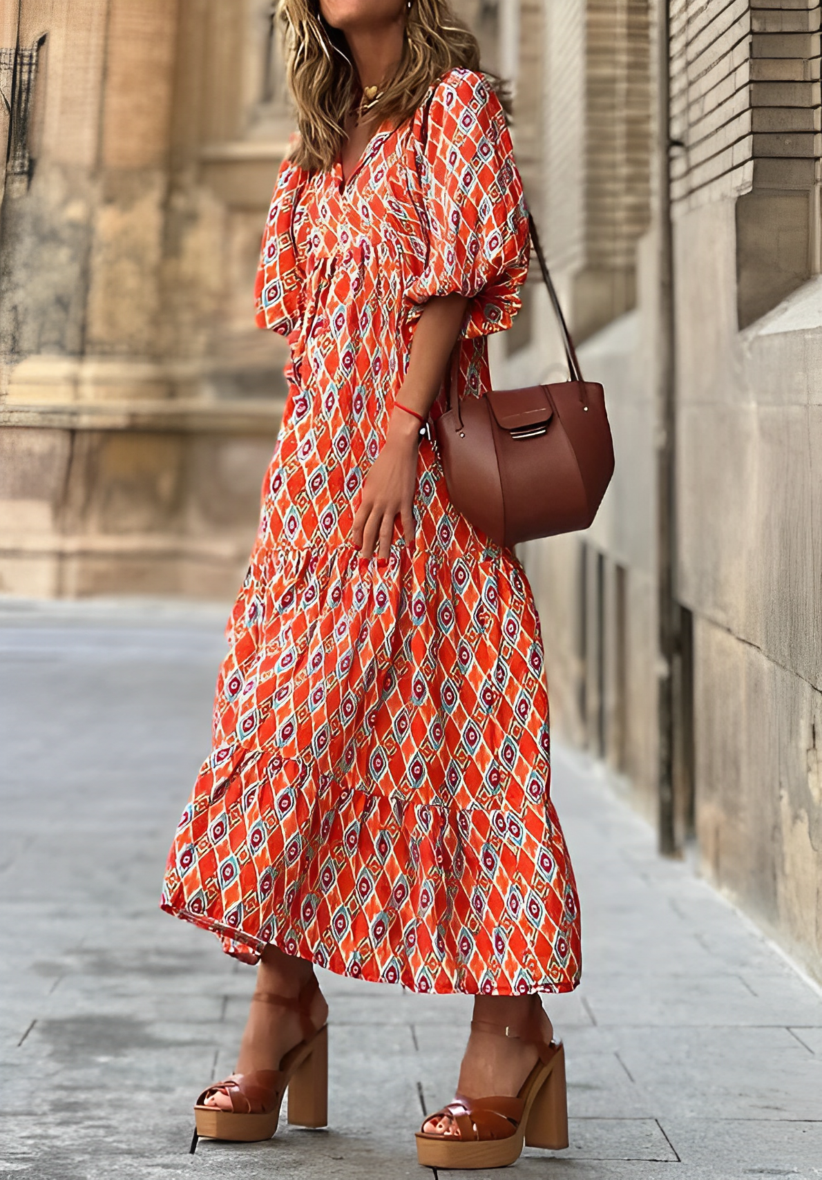 Cinched-Waist Midi Dress