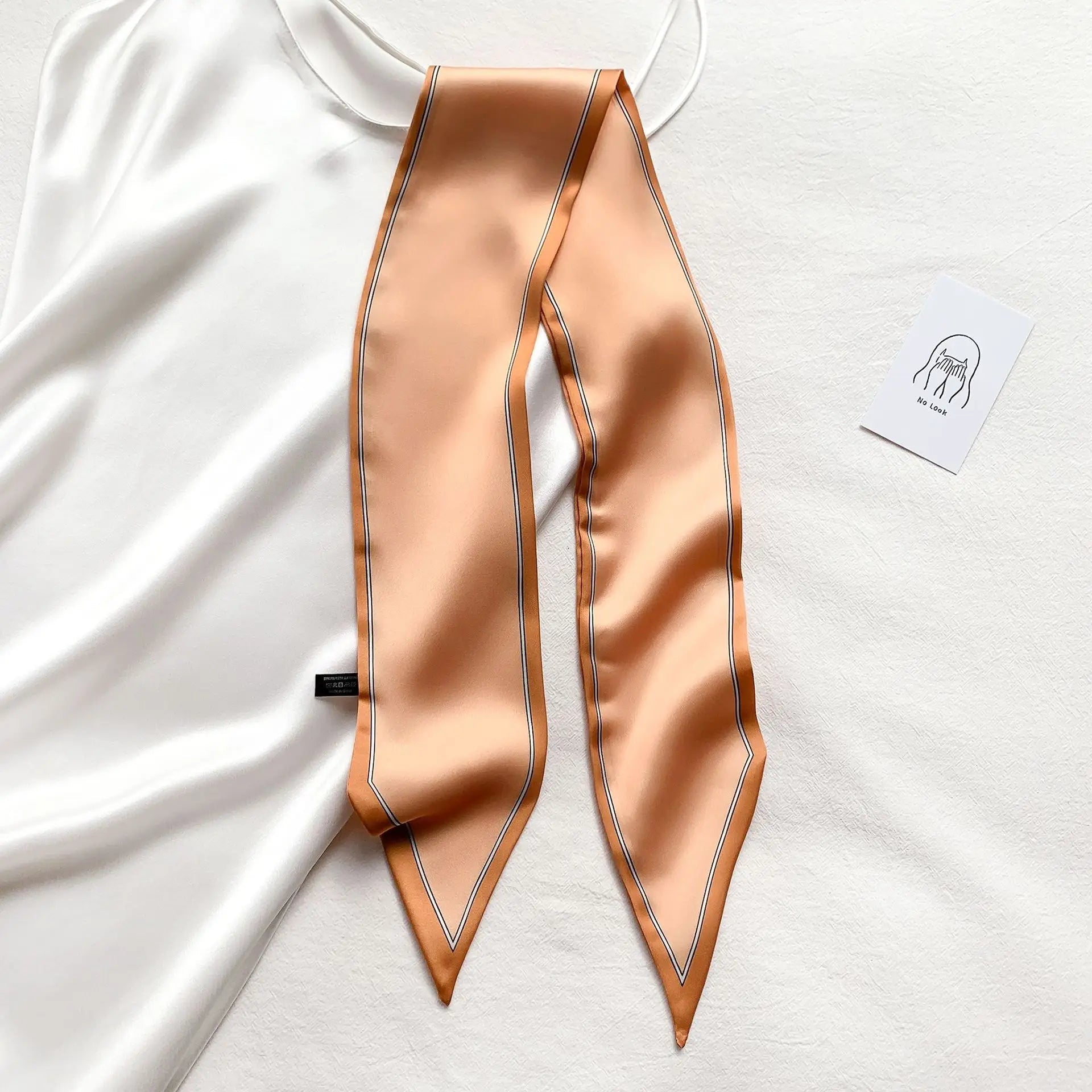 Contrast Border Silk-Feel Scarf