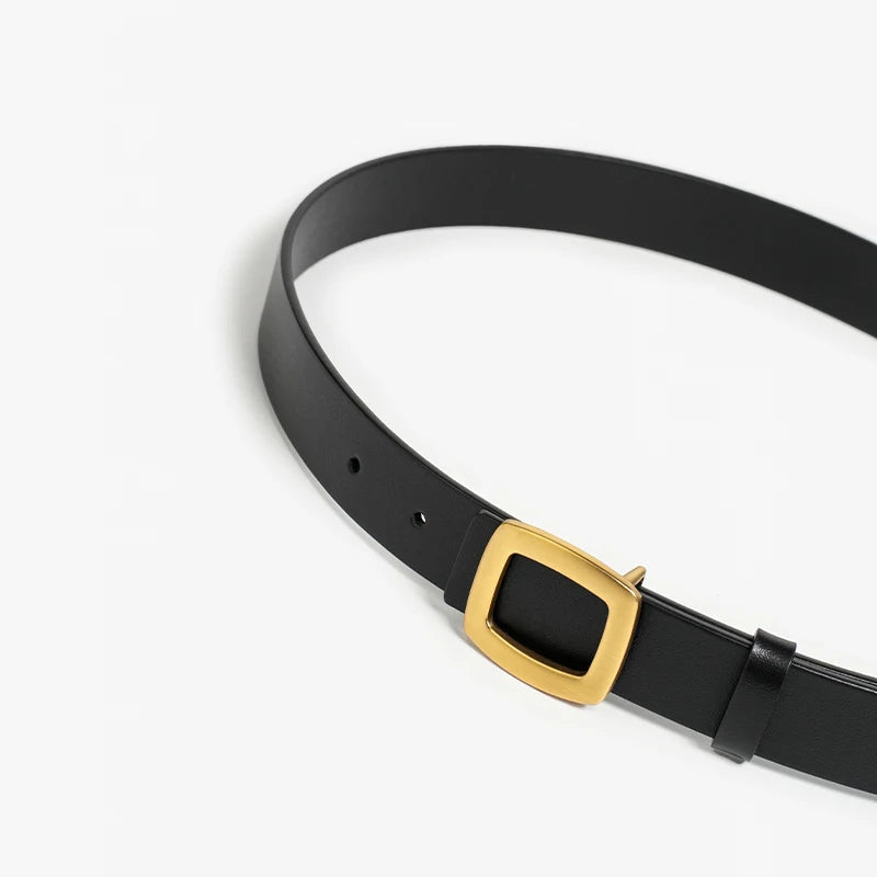 Square Buckle Leather Belt