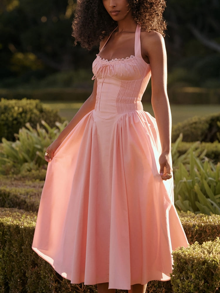 Halter Backless Midi Dress