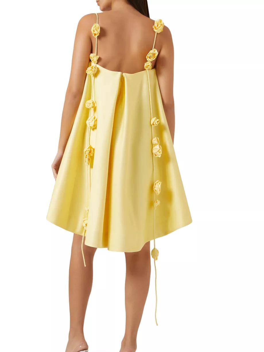 Rose Appliqué High-Low Mini Dress