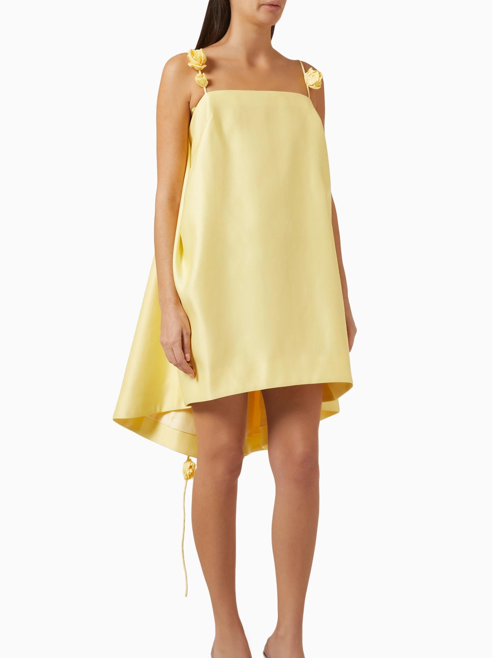 Rose Appliqué High-Low Mini Dress