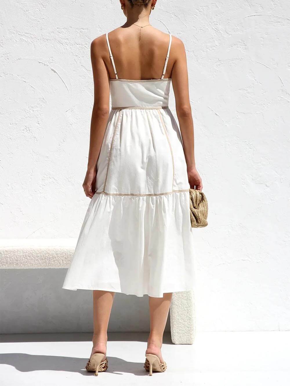 Contrast Trim Strap Midi Dress