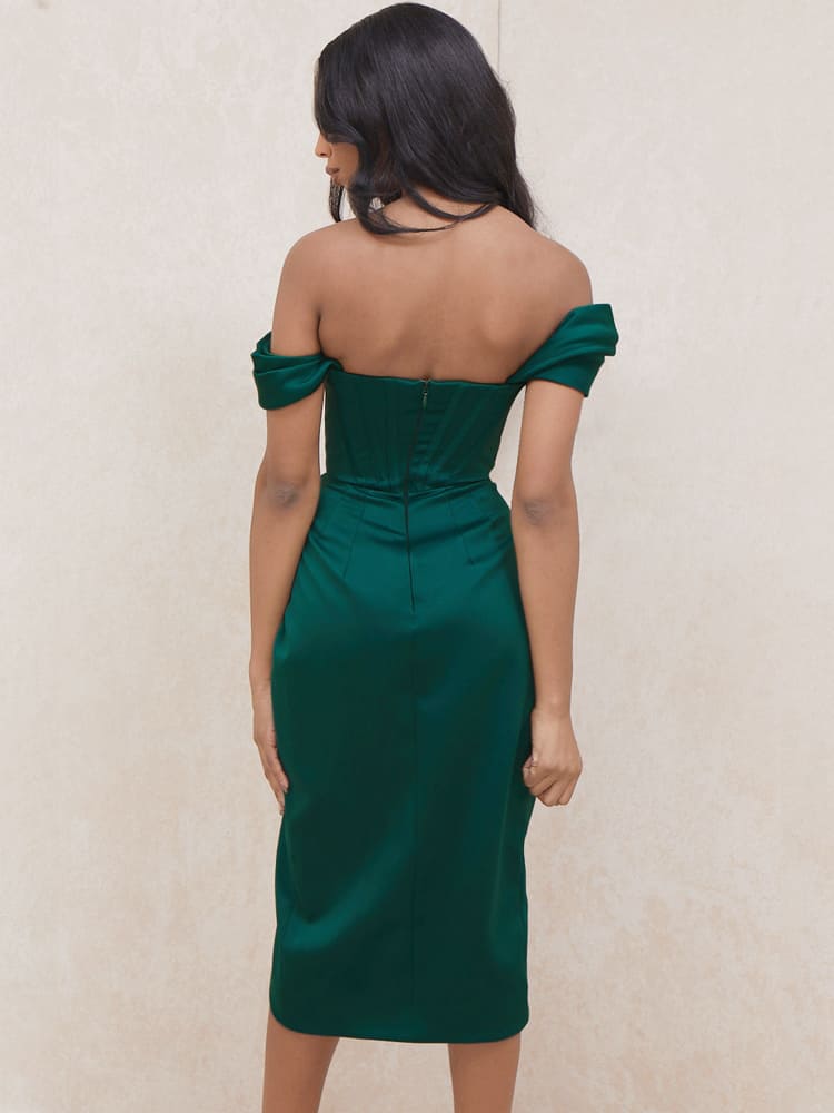 Green Corset Bodycon Midi Dress