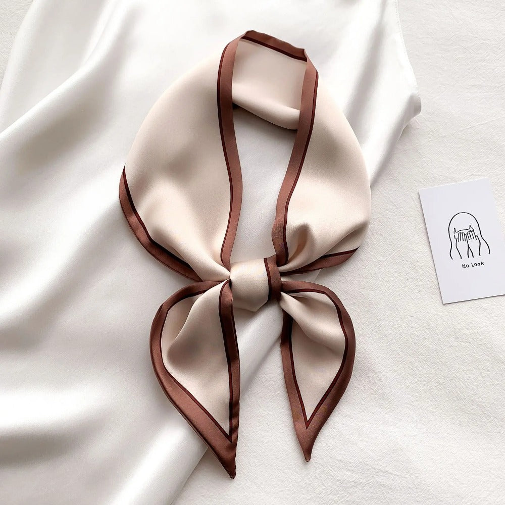Contrast Border Silk-Feel Scarf
