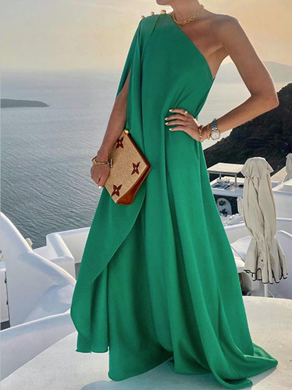 One-Shoulder Loose Maxi Dress