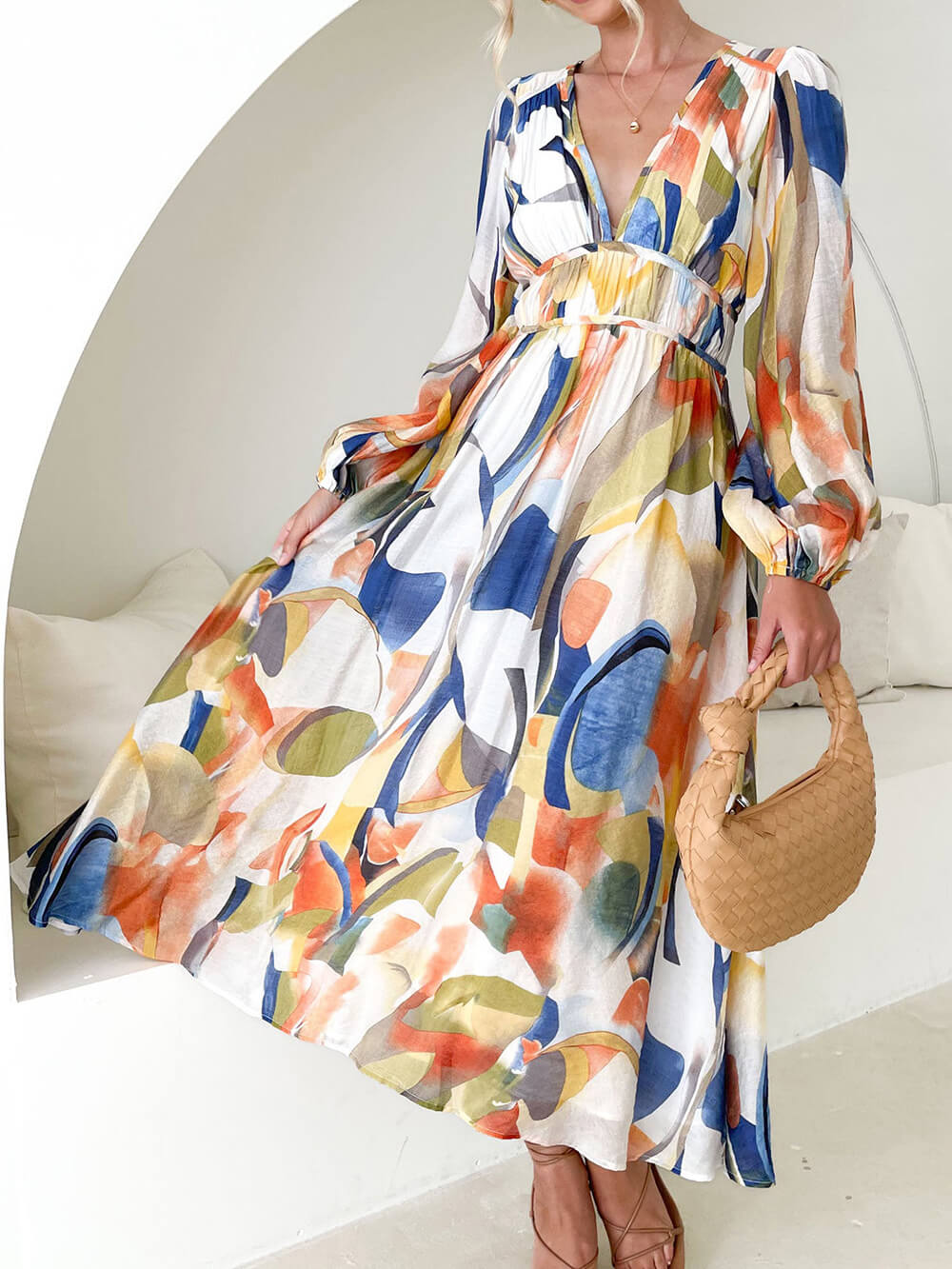 Geometric Print Maxi Dress