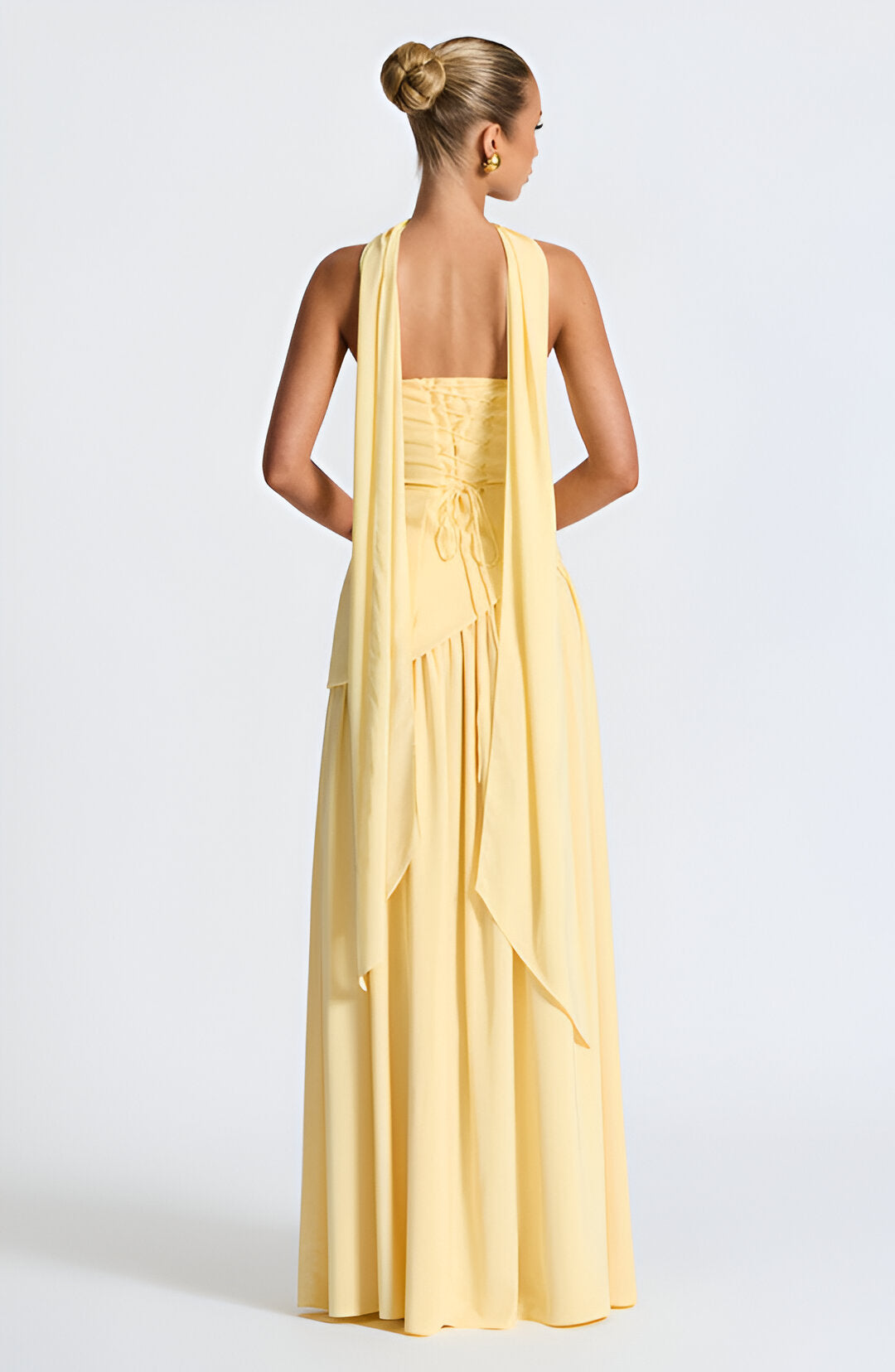 Strapless High Slit Scarf Maxi Dress