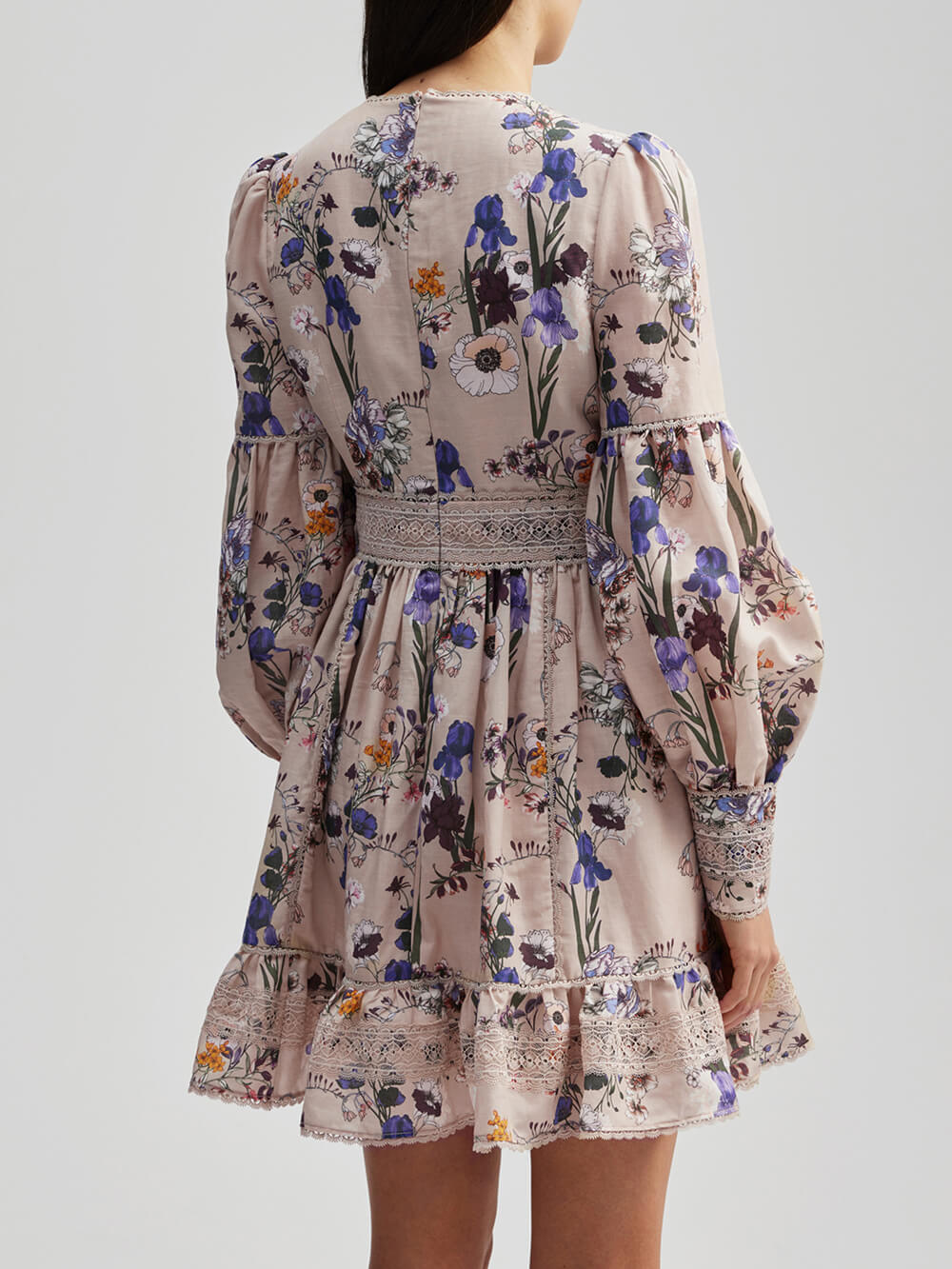 Floral Balloon Sleeve Mini Dress