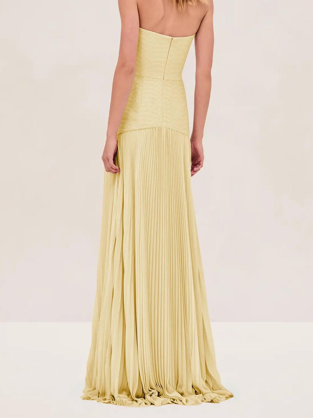 Tie-Sleeve Mesh Slit Maxi Dress