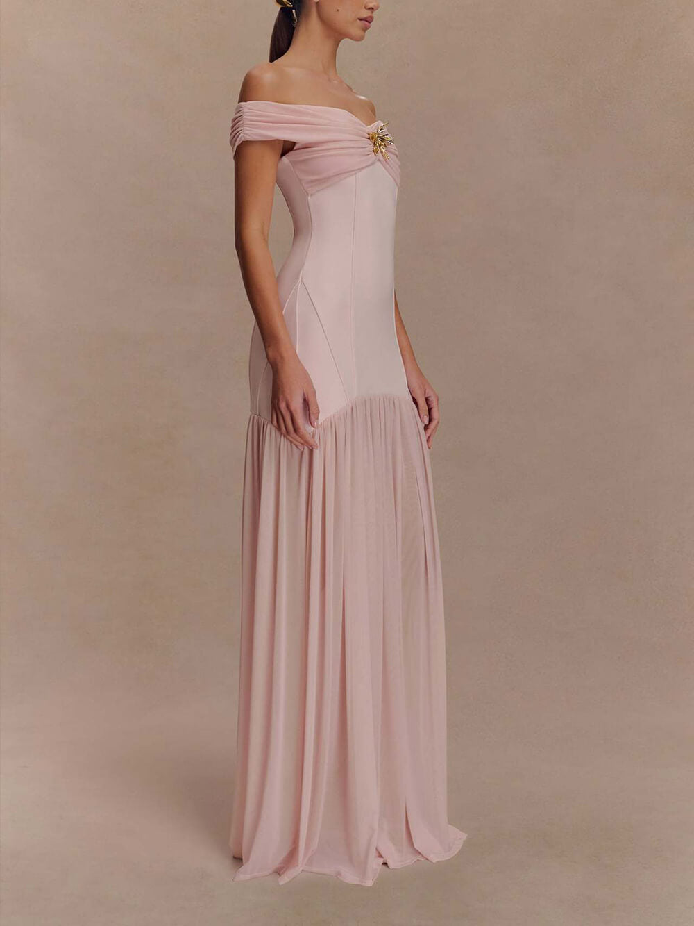 Floral Buckle Bodycon Maxi Dress