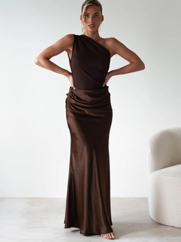 Asymmetric Diagonal Seam Cocktail Dress