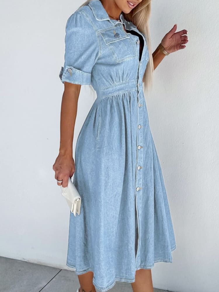 Collared Denim Shirt Dress