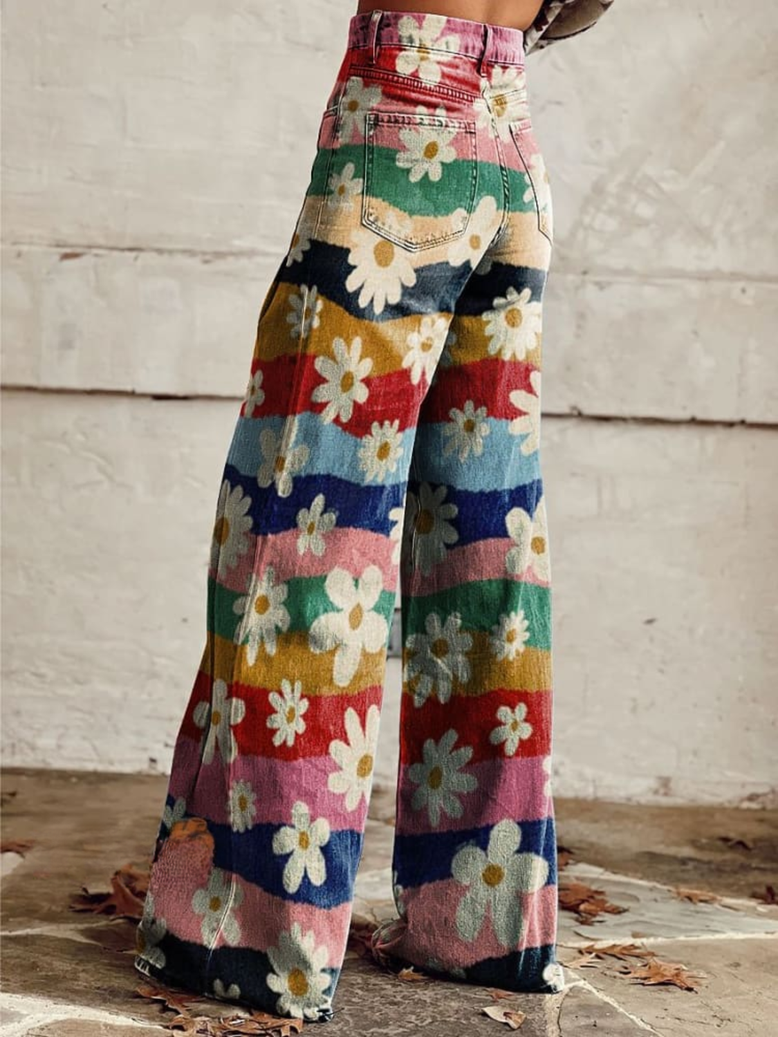 Floral Print Wide-Leg Trousers