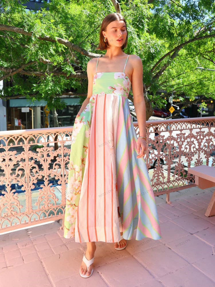 Bold Print A-Line Maxi Dress
