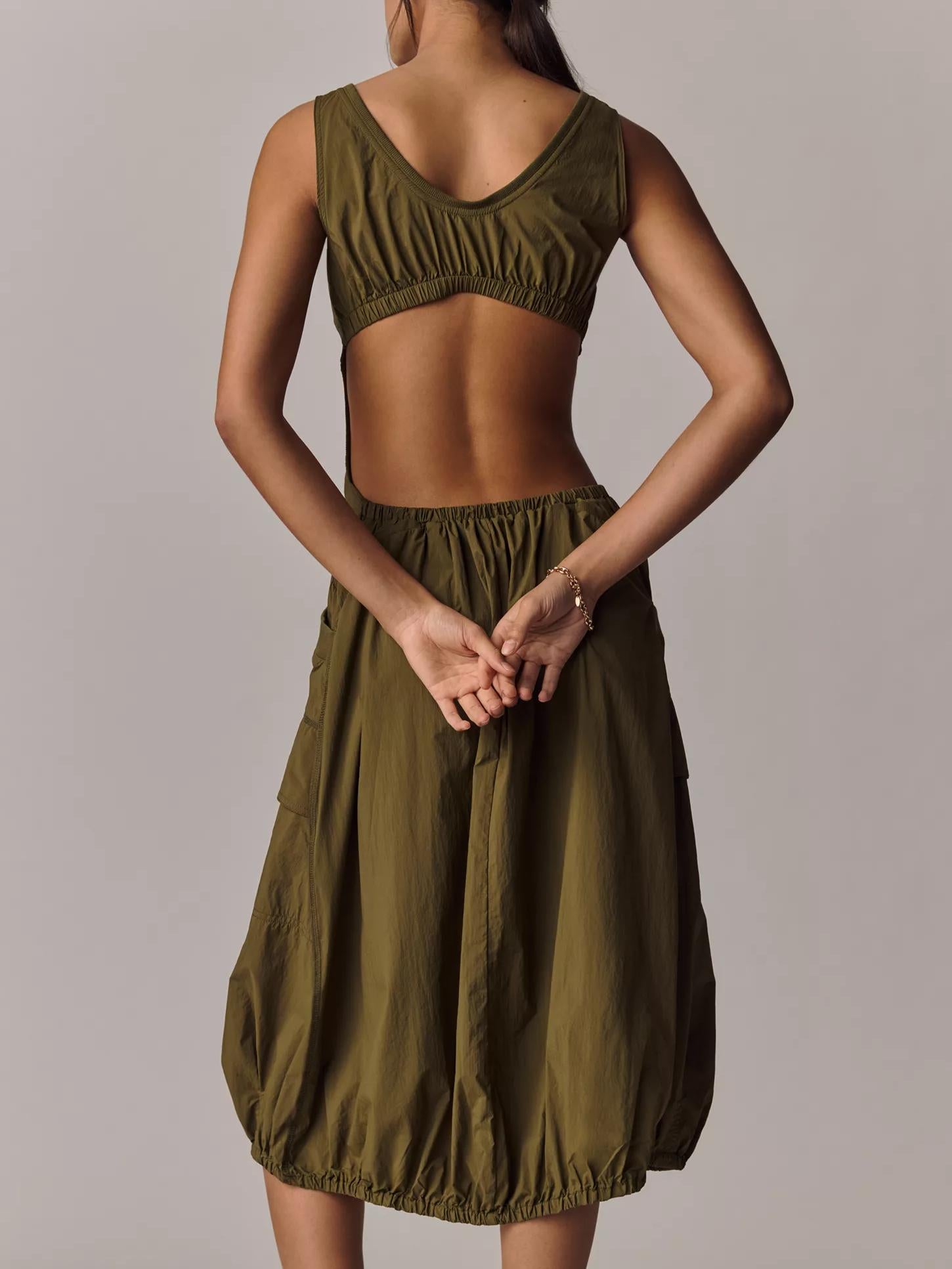 Scoop Neck Bubble Hem Dress