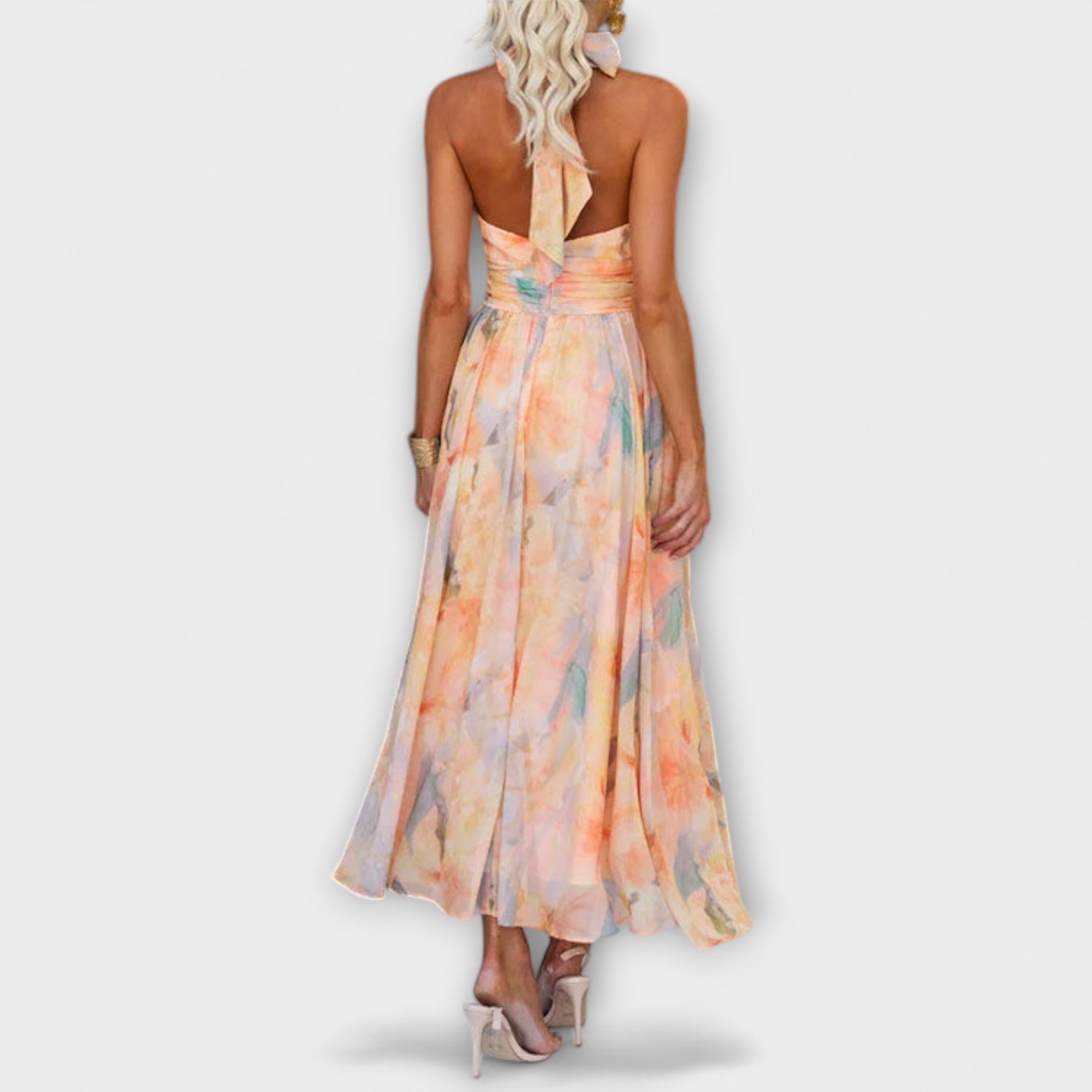 Halter Watercolour Maxi Dress
