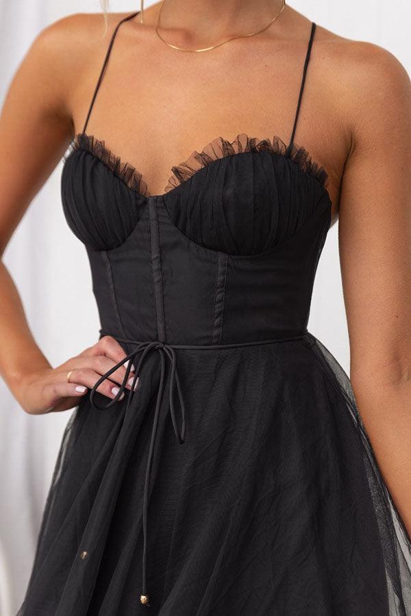 Corset Sweetheart Tulle Midi Dress