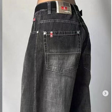 Baggy Distressed Wide-Leg Jeans