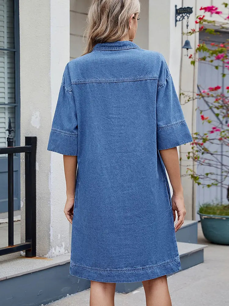 Loose Fit V-Neck Midi Dress
