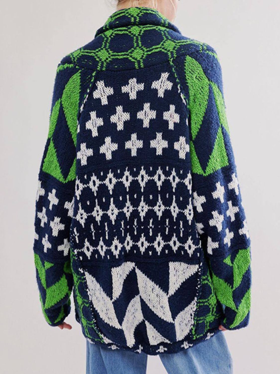 Oversized Jacquard Knit Cardigan