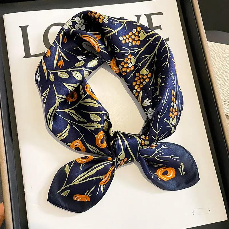 Navy Wildflower Square Scarf