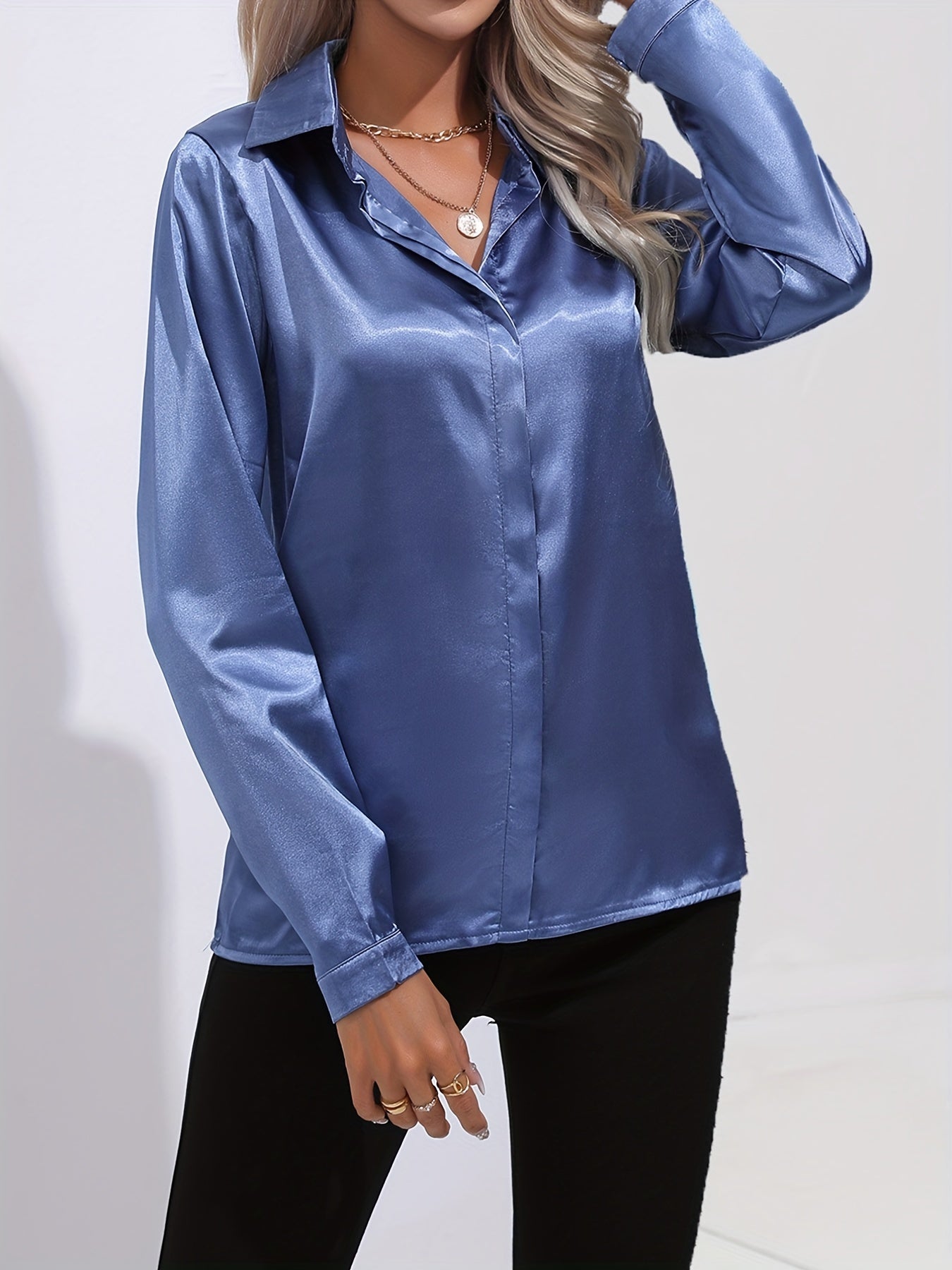 Satin Button-Down Blouse