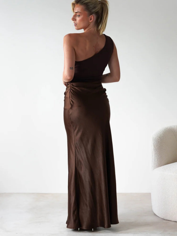 Asymmetric Diagonal Seam Cocktail Dress