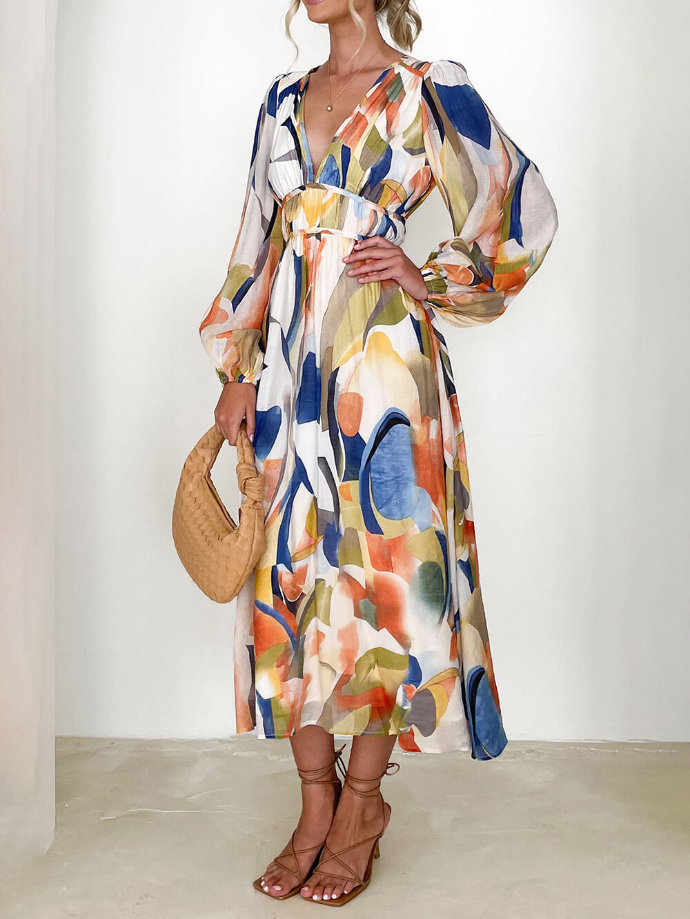 Geometric Print Maxi Dress