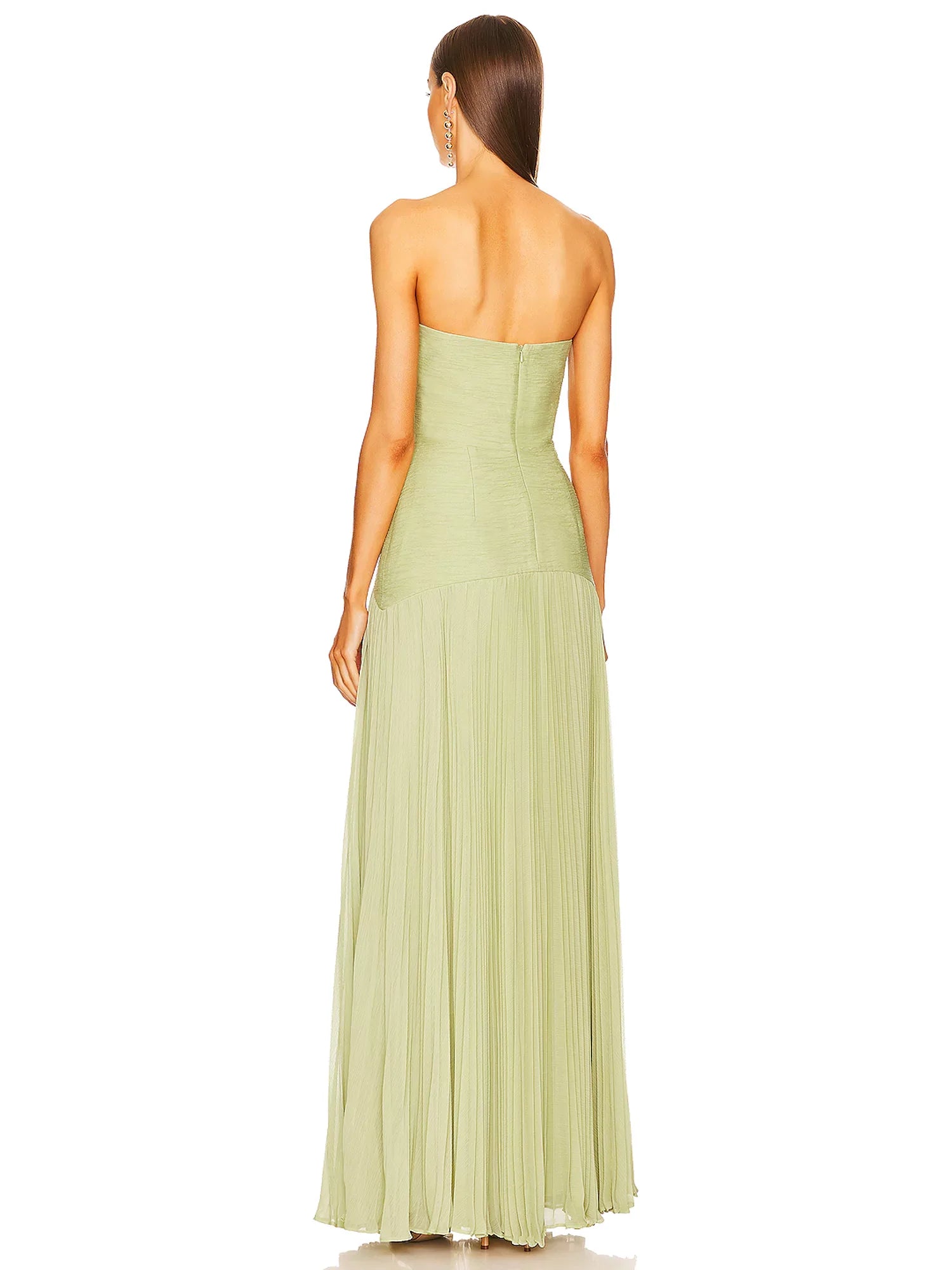 Tie-Sleeve Mesh Slit Maxi Dress